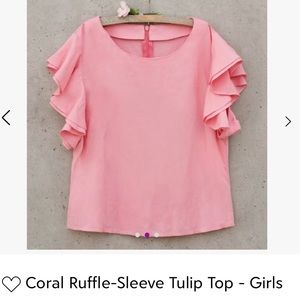 Joyfolie... Tulip Ruffle Top in Coral (Pale Pink)